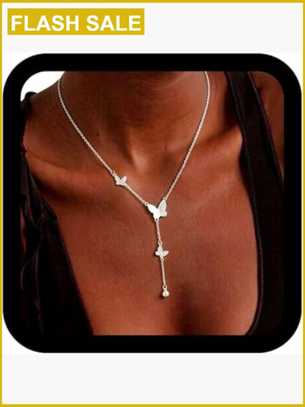 Dainty Sterling Silver Butterfly Pendant Long Necklace with Extender Chain for